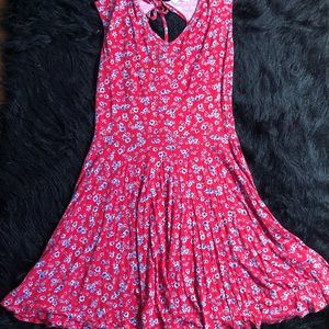 Red flower printed dress
